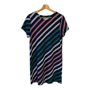 Jude Connally Women's Striped Navy Blue Dress Size Medium